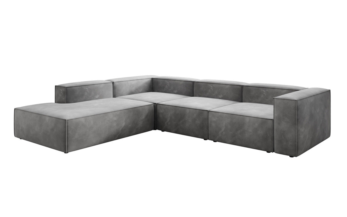 Designer Sofa Lesley L met lange ottomaan in Fluweel