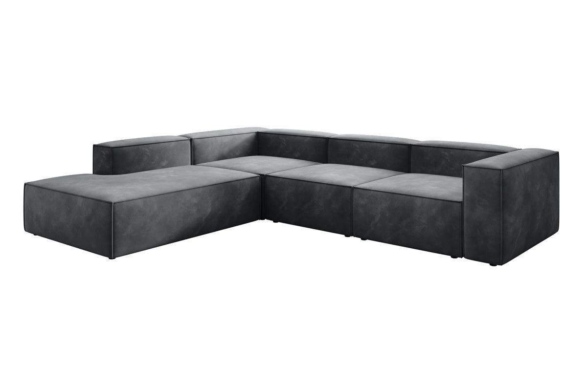 Designer Sofa Lesley L met lange ottomaan in Fluweel