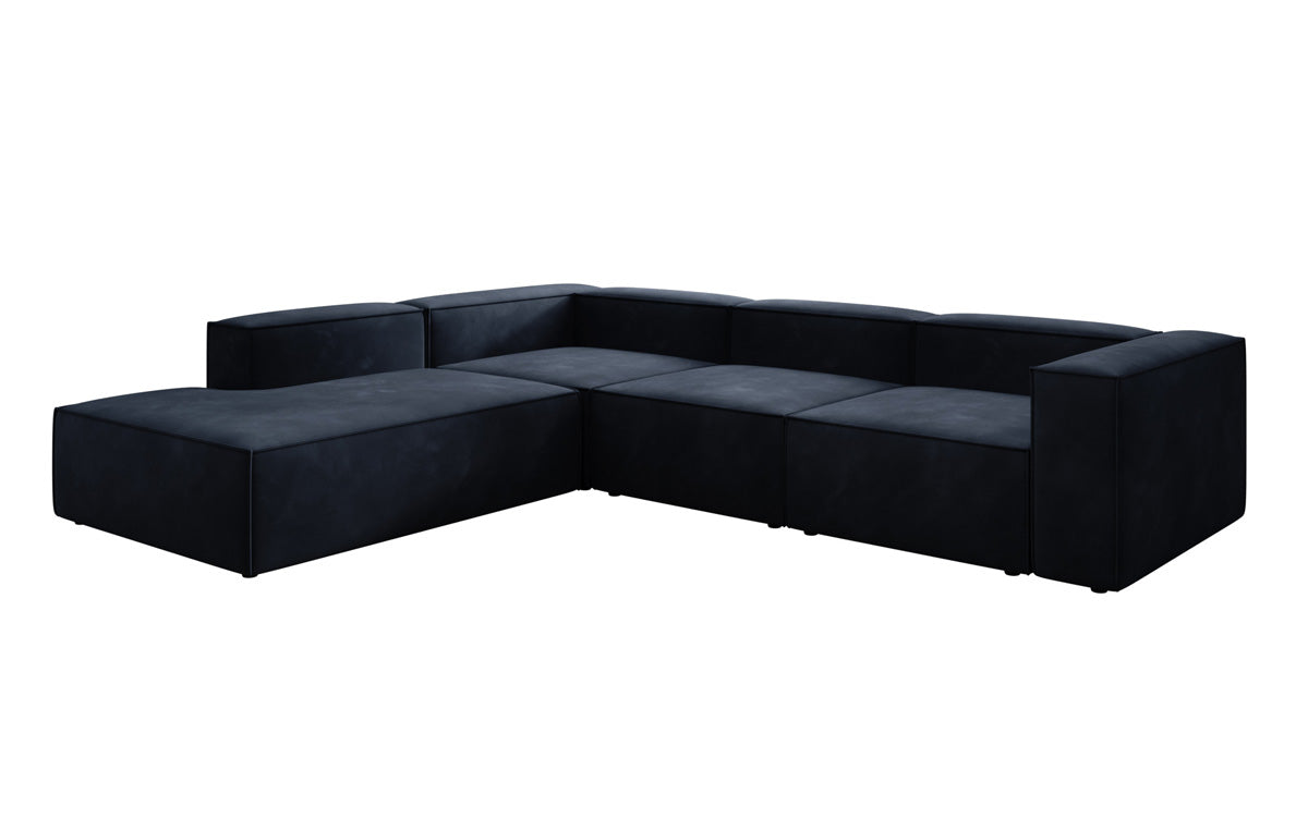 Designer Sofa Lesley L met lange ottomaan in Fluweel