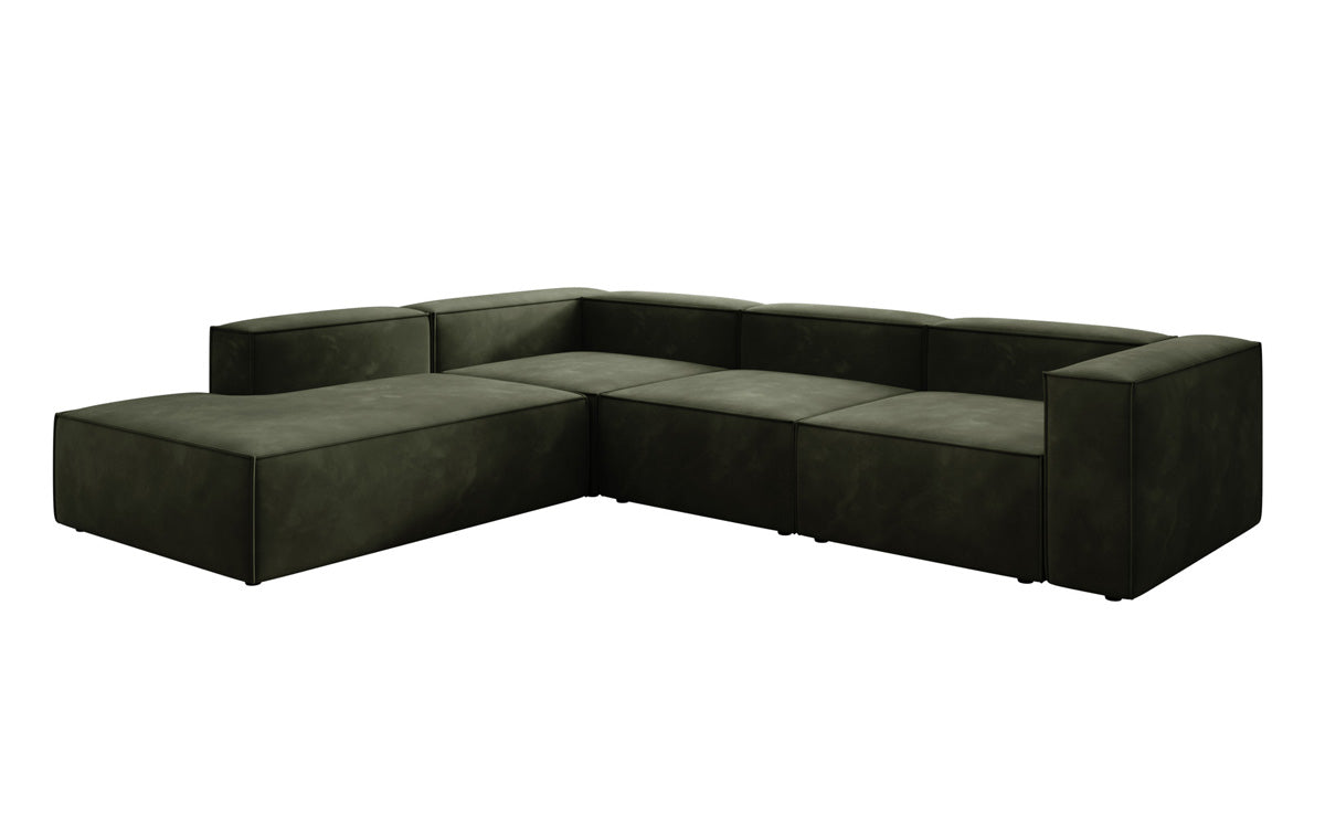 Designer Sofa Lesley L met lange ottomaan in Fluweel