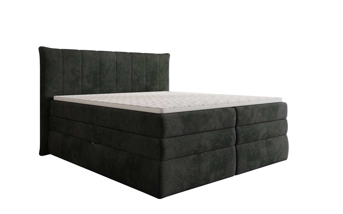 Lit boxspring Stella avec rangement en Côtelé