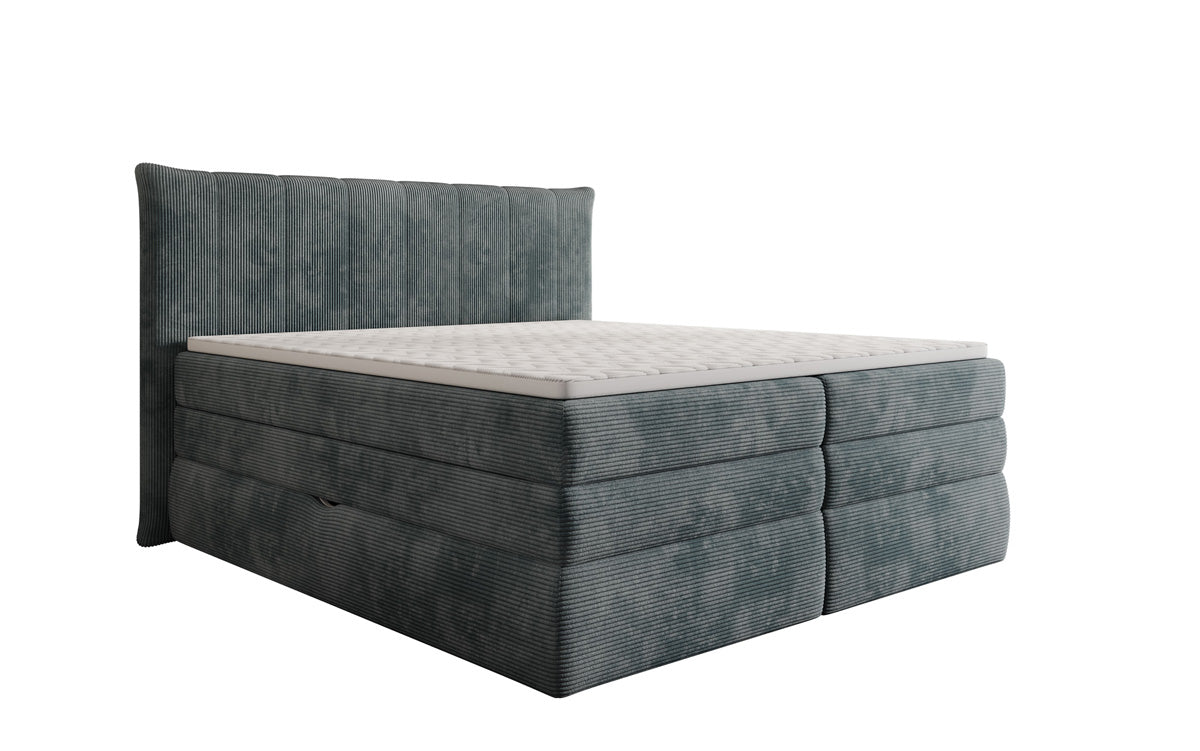 Lit boxspring Stella avec rangement en Côtelé