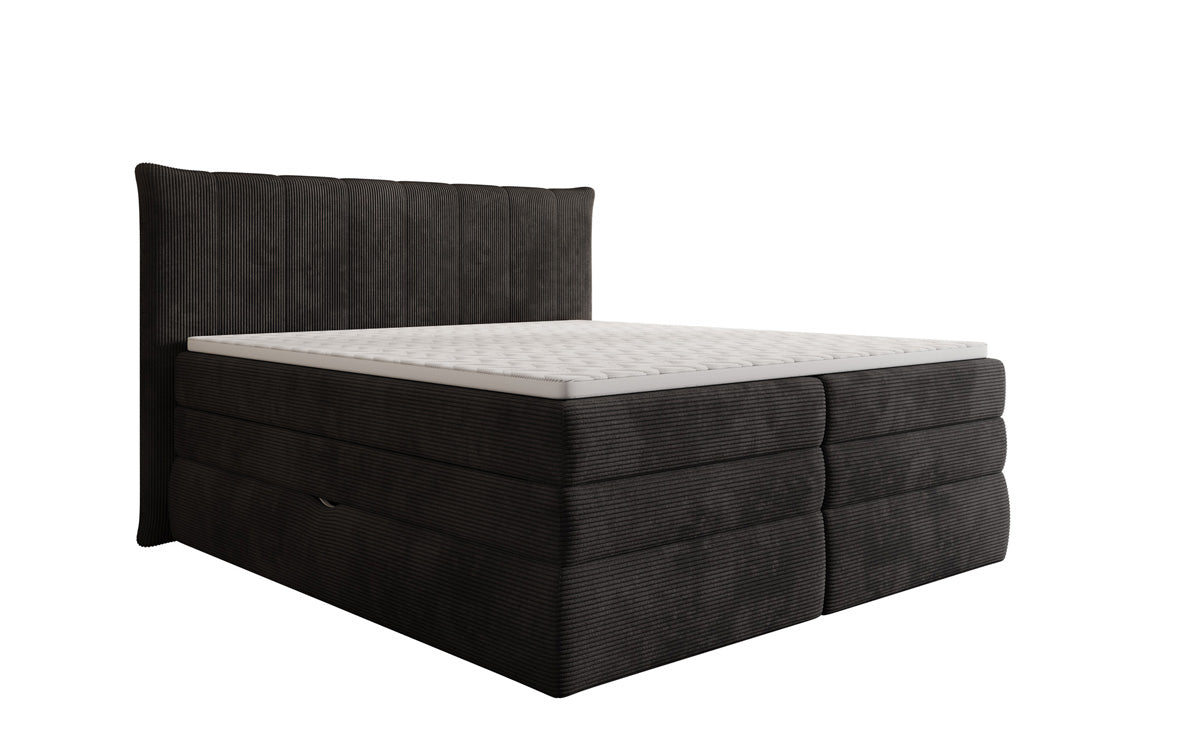 Lit boxspring Stella avec rangement en Côtelé