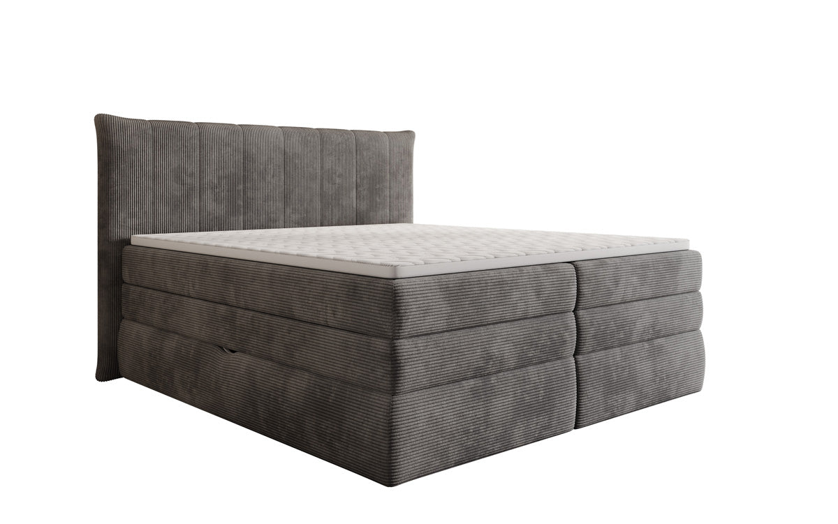 Lit boxspring Stella avec rangement en Côtelé