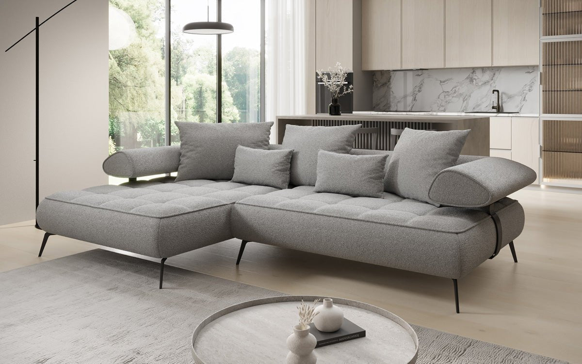 Designer Ecksofa Sydney II Bouclé mit elektrischer Schlaffunktion