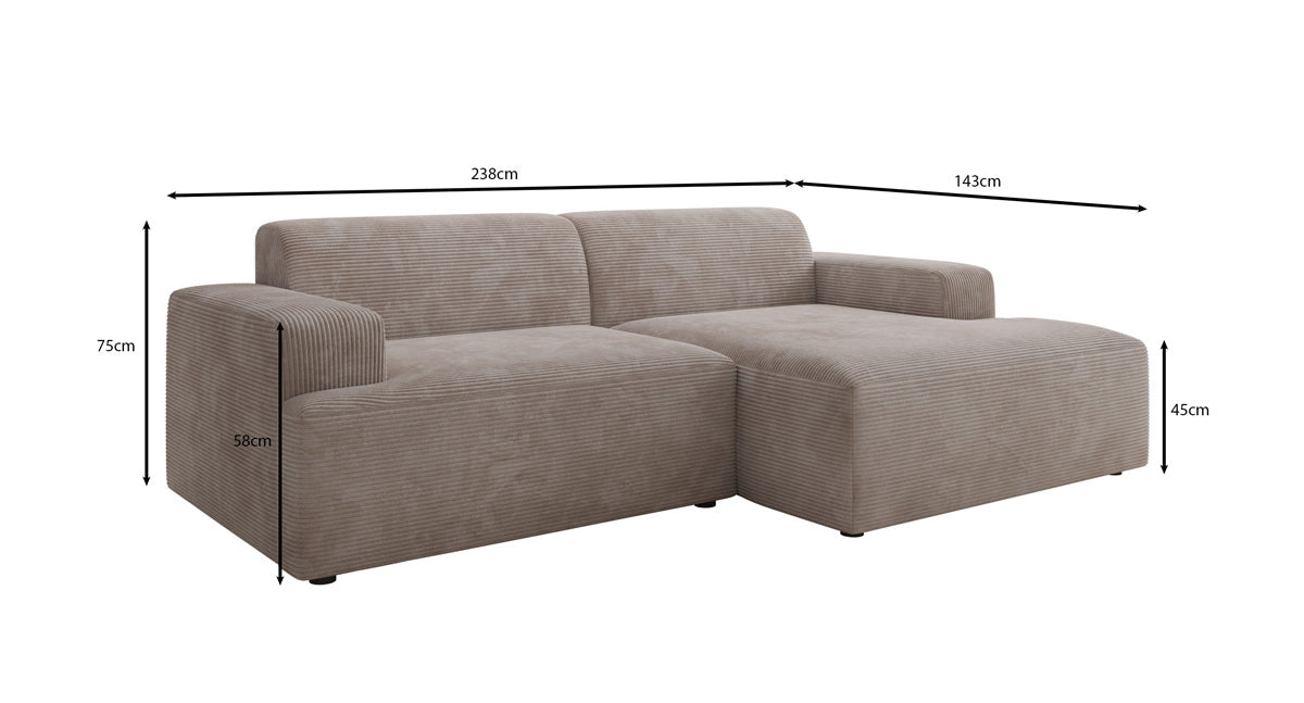 Designer Sofa Monza L in Cord