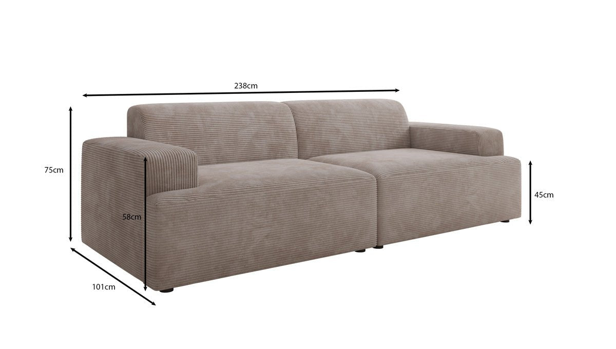 Designer 3 Sitzer Sofa Monza in Cord