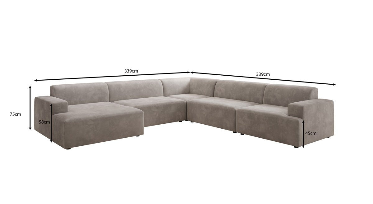 Designer Sofa Monza Wohnlandschaft U XXL in Samt