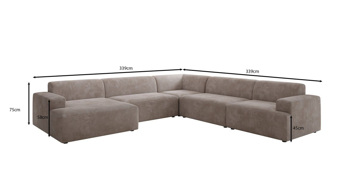 Designer Sofa Monza Wohnlandschaft U XXL in Cord