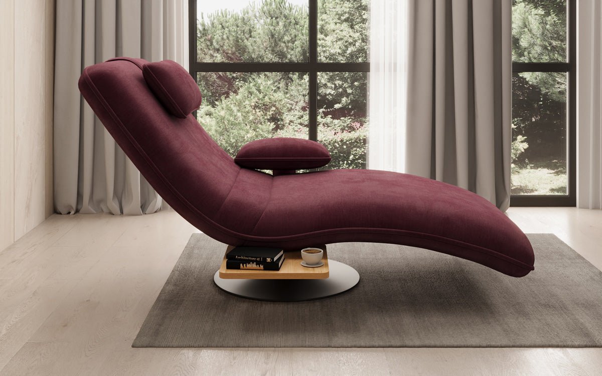 Designer Relax-Liege Velor Samt mit Drehfunktion und Beistelltisch