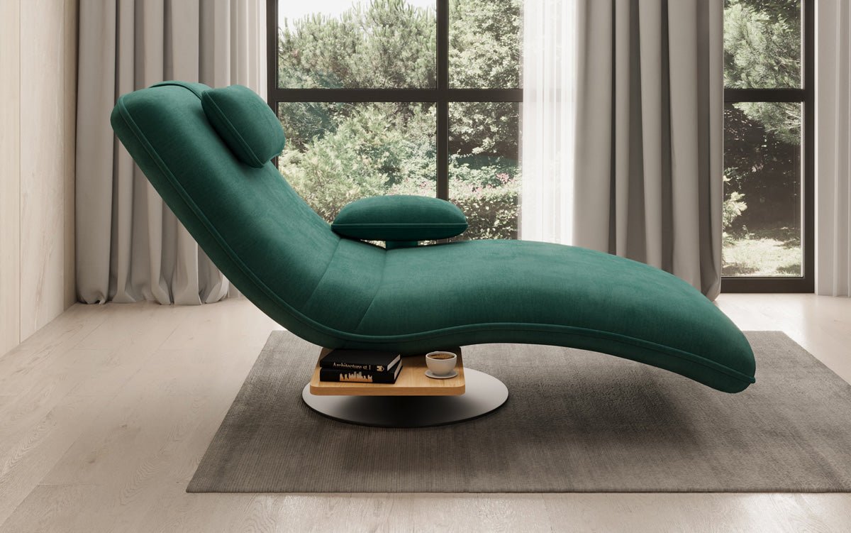 Designer Relax-Liege Velor Samt mit Drehfunktion und Beistelltisch