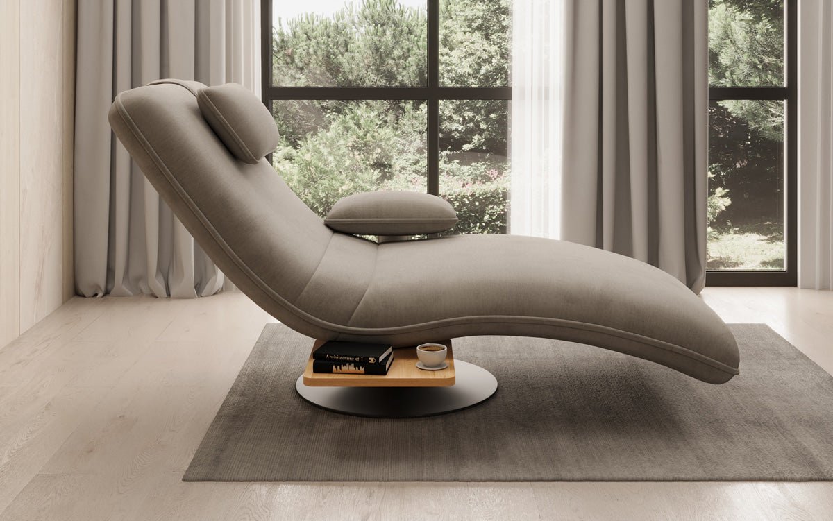 Designer Relax-Liege Velor Samt mit Drehfunktion und Beistelltisch