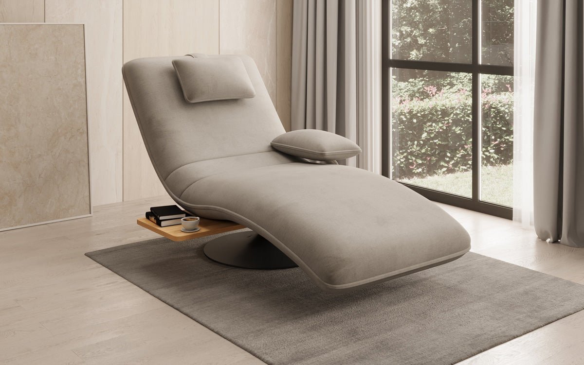 Designer Relax-Liege Velor Samt mit Drehfunktion und Beistelltisch