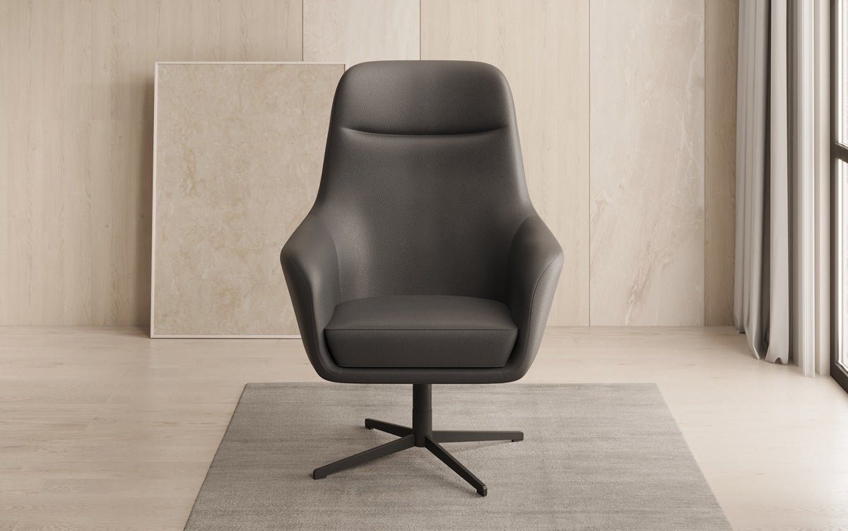Designer Sessel Ren 360° Drehfunktion in Echtleder