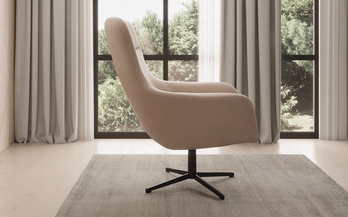 Designer Sessel Ren 360° Drehfunktion in Echtleder