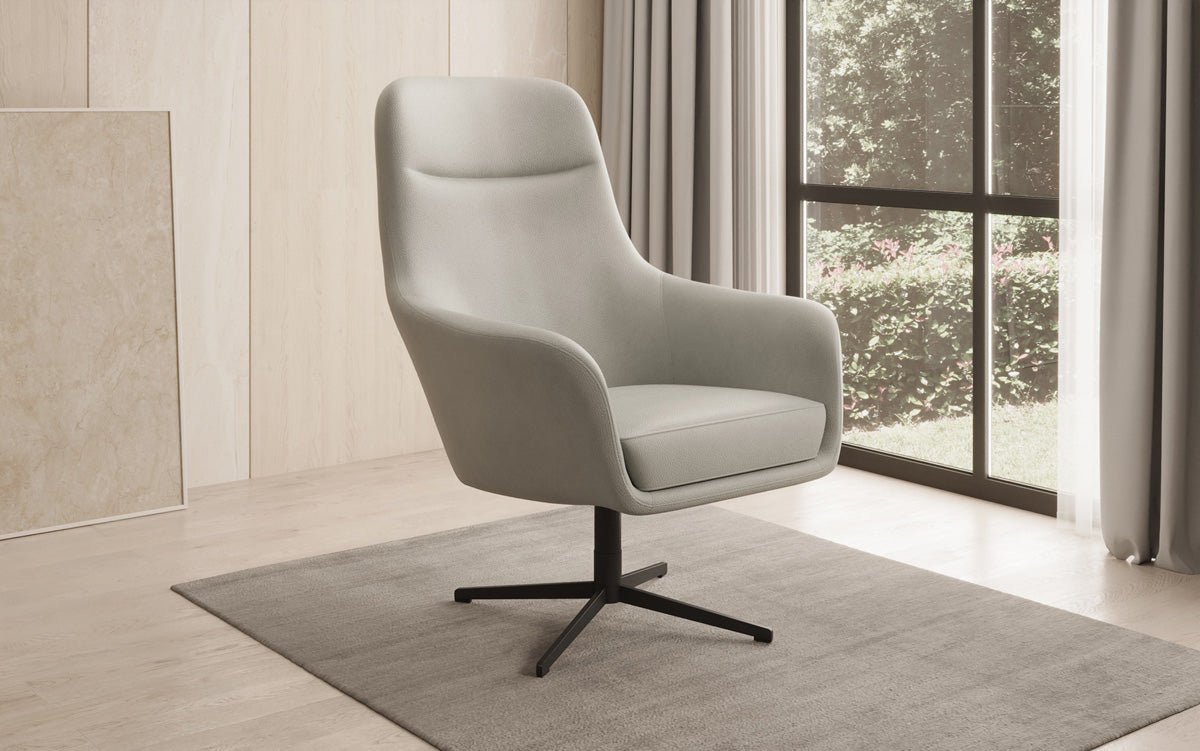 Designer Sessel Ren 360° Drehfunktion in Echtleder