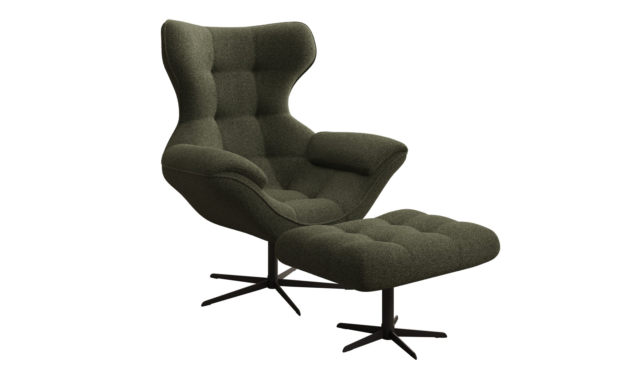 Designer Sofa-Sessel Aurelio inkl. Beistellhocker in Bouclé