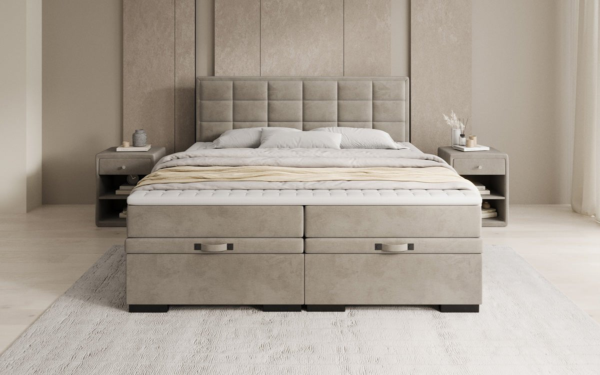 Boxspringbett Alessia mit Stauraum in Samt