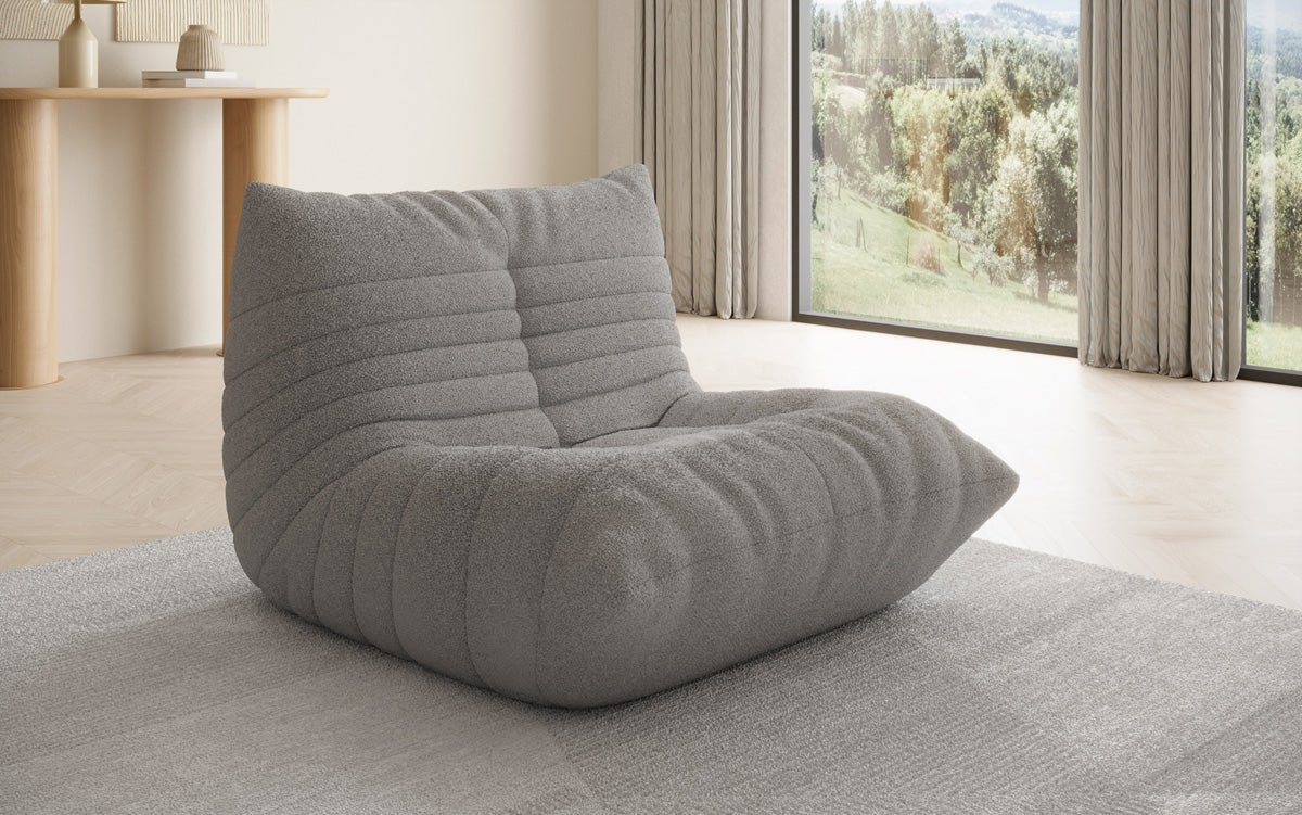 Designer Sofa-Sessel Calmo in Teddy Bouclé
