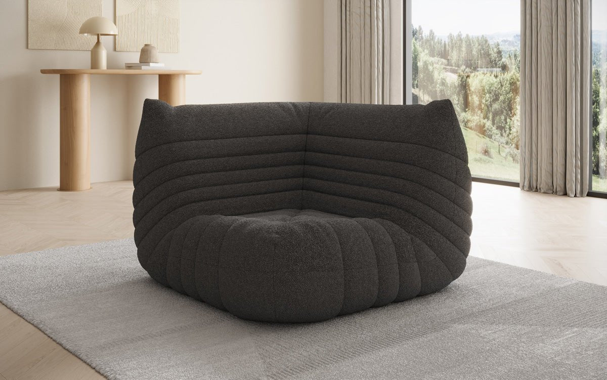 Designer Eckmodul Sofa-Sessel Calmo in Teddy Bouclé