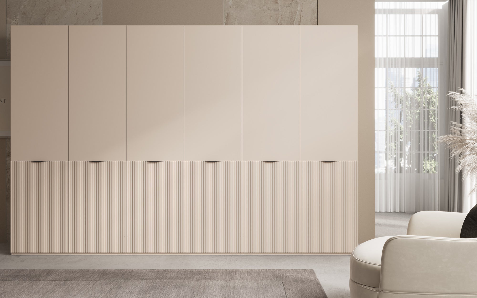Modulo Faro – Dreimoduliger Design-Kleiderschrank mit strukturierter MDF-Front
