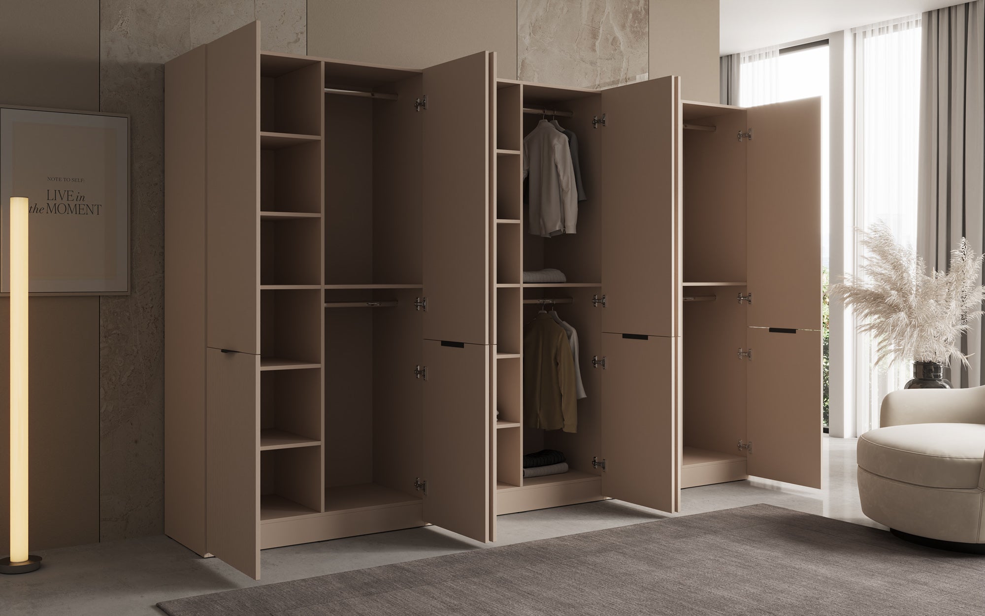 Modulo Faro – Dreimoduliger Design-Kleiderschrank mit strukturierter MDF-Front