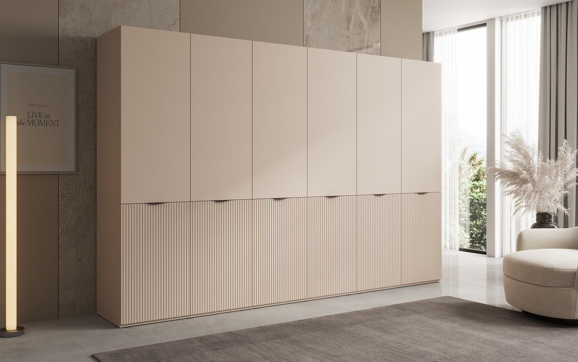 Modulo Faro – Dreimoduliger Design-Kleiderschrank mit strukturierter MDF-Front