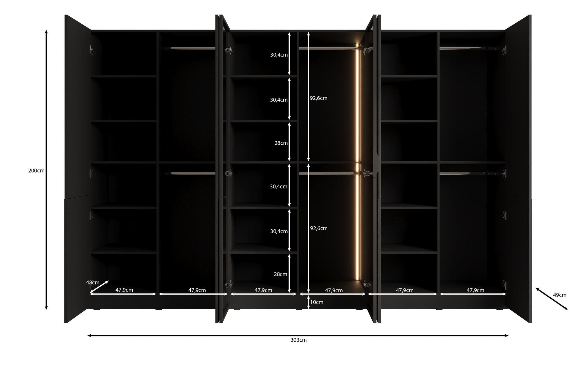 Modulo Sano – Modularer Kleiderschrank mit Glas- und Strukturfront