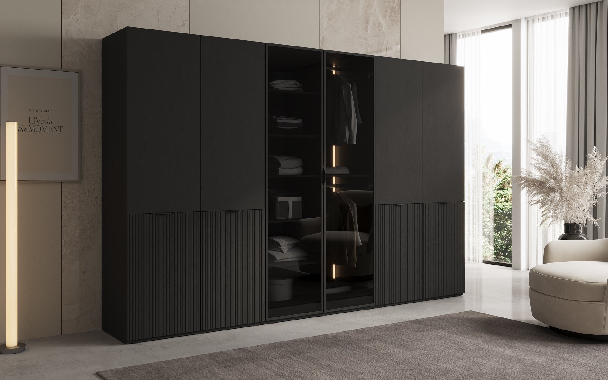 Modulo Sano – Modularer Kleiderschrank mit Glas- und Strukturfront