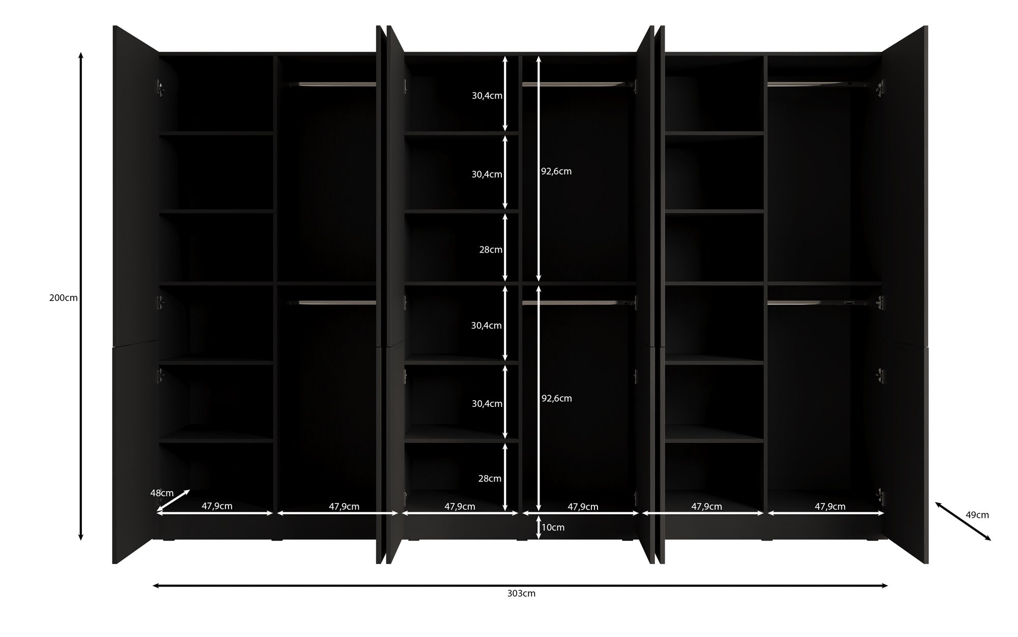 Modulo Faro – Dreimoduliger Design-Kleiderschrank mit strukturierter MDF-Front
