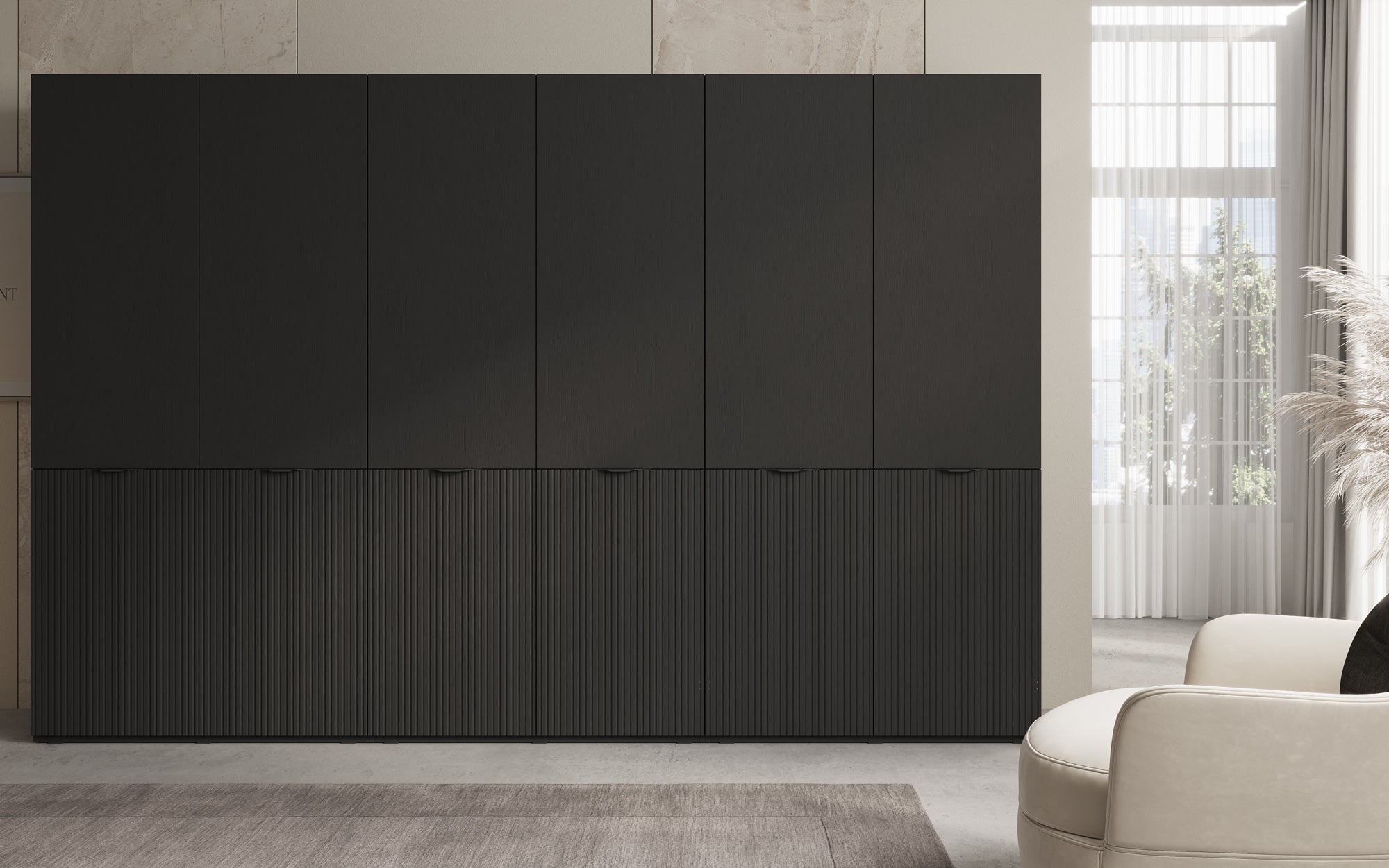 Modulo Faro – Dreimoduliger Design-Kleiderschrank mit strukturierter MDF-Front