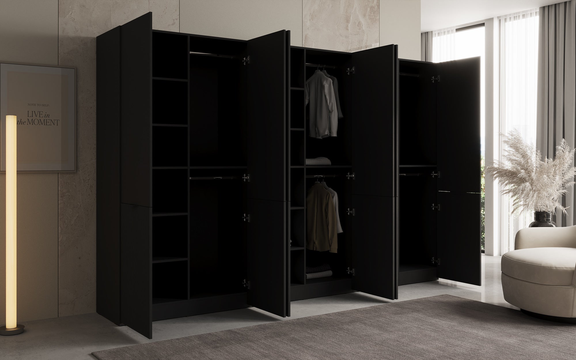 Modulo Faro – Dreimoduliger Design-Kleiderschrank mit strukturierter MDF-Front