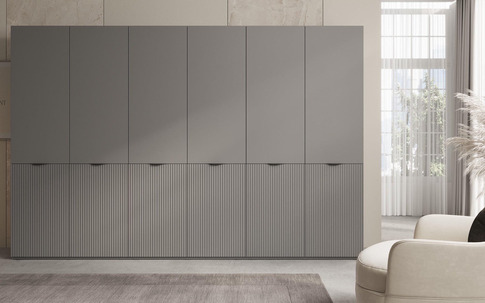Modulo Faro – Dreimoduliger Design-Kleiderschrank mit strukturierter MDF-Front