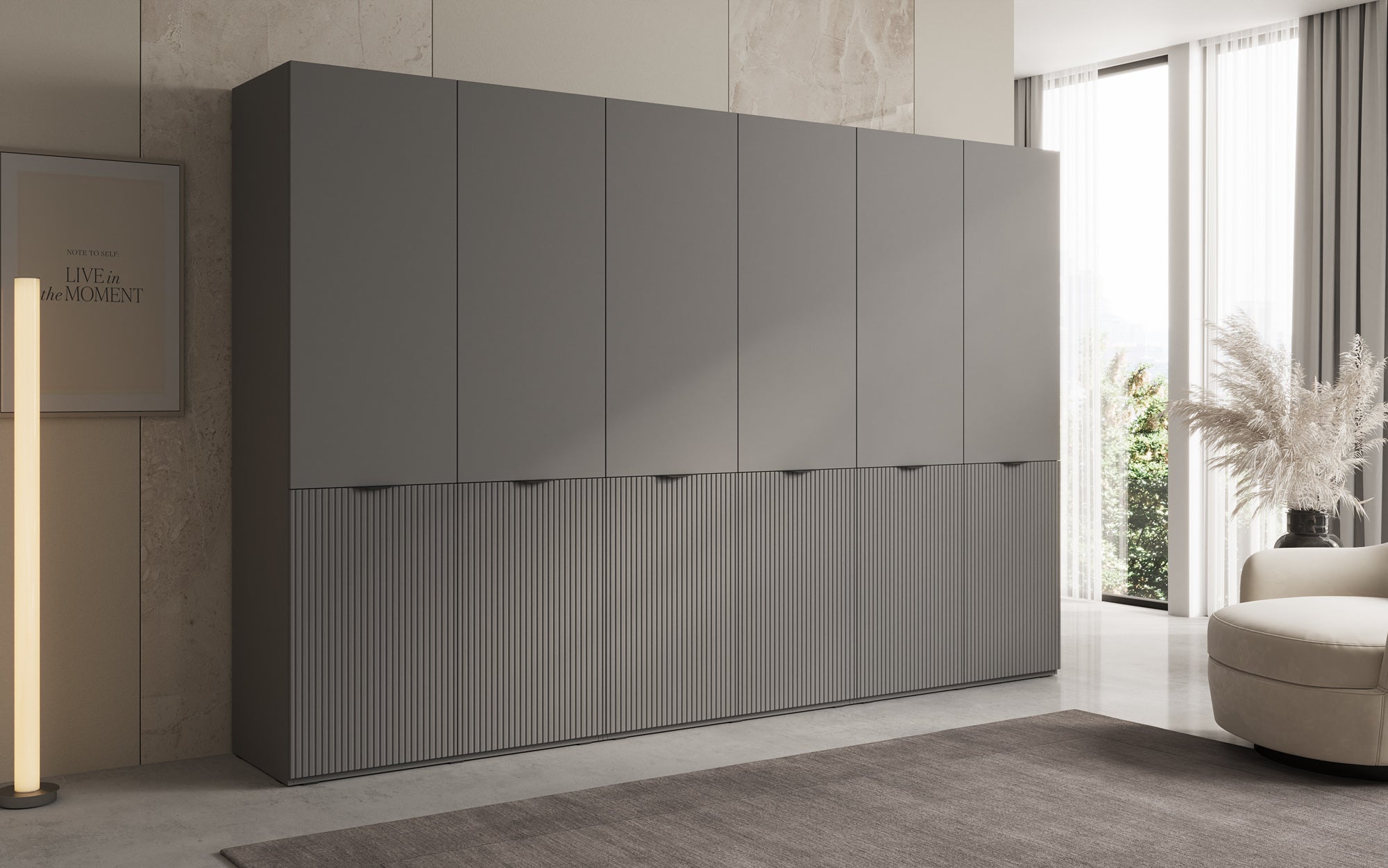 Modulo Faro – Dreimoduliger Design-Kleiderschrank mit strukturierter MDF-Front