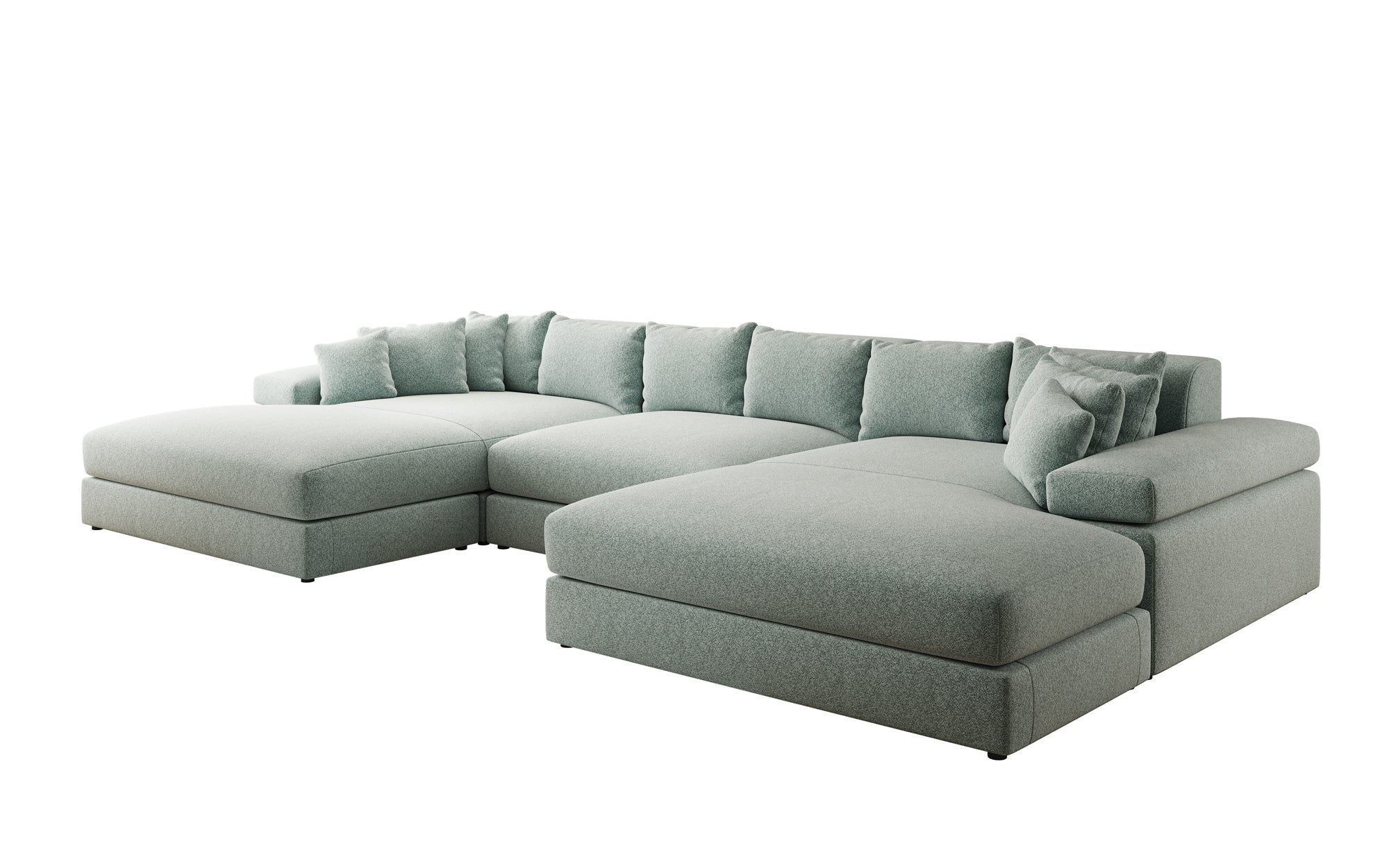Designer Sofa Bernardo U mit breiter Ottomane in Strukturstoff