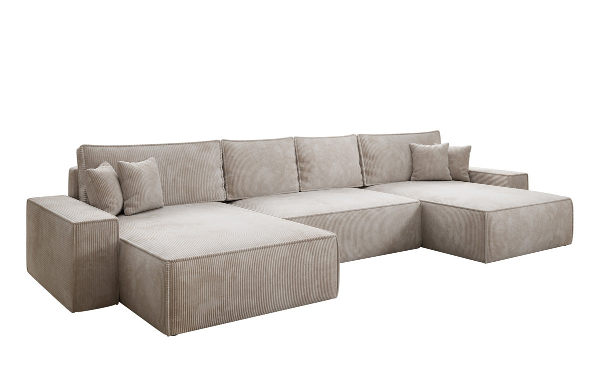 Designer Sofa Lunaro U mit Schlaffunktion und Stauraum in Cord