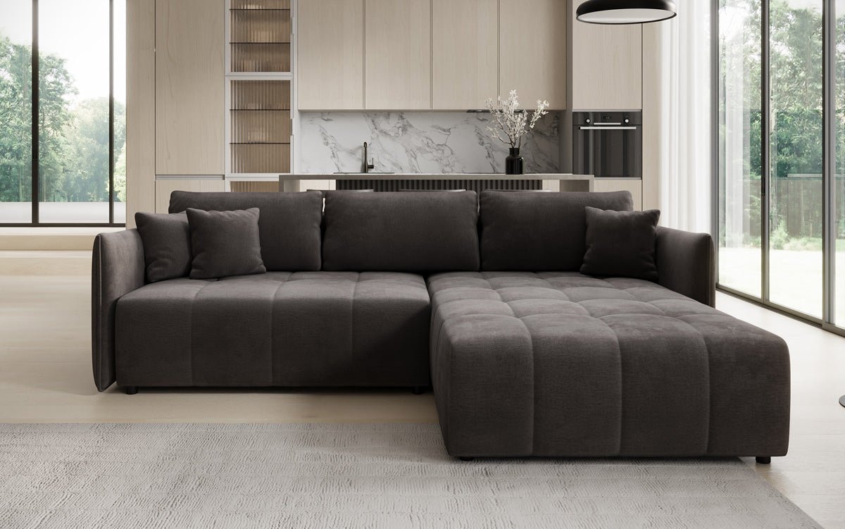 Designer Sofa Velaro L mit Schlaf- und Klappfunktion in Samt