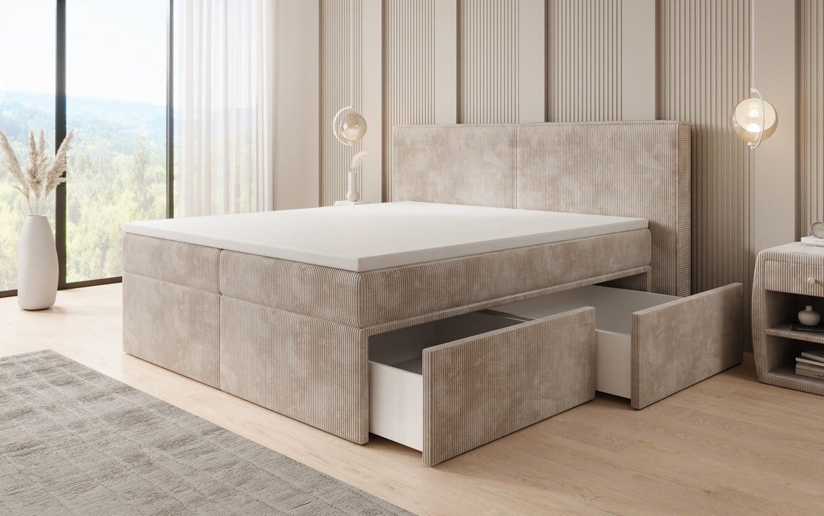 Boxspringbett Ophelia mit Schubladen in Cord
