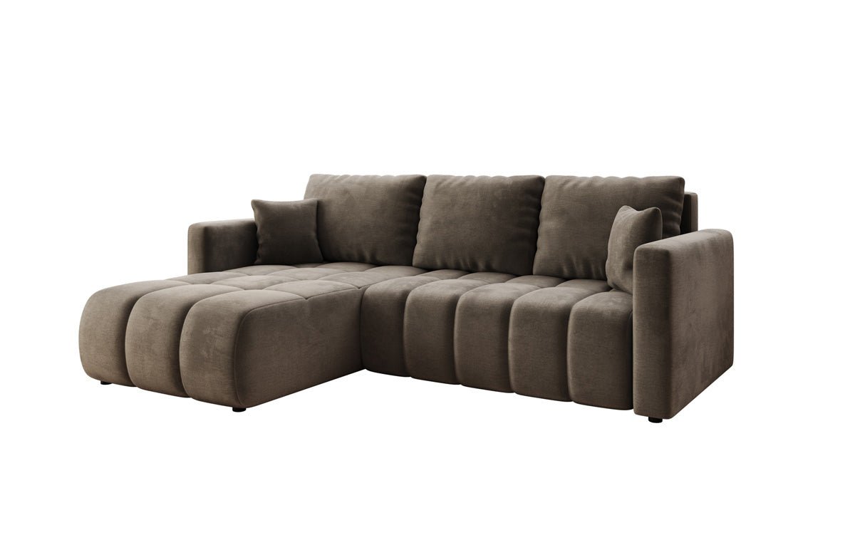 Designer Sofa Beatrice L mit Schlaf- und Klappfunktion in Samt