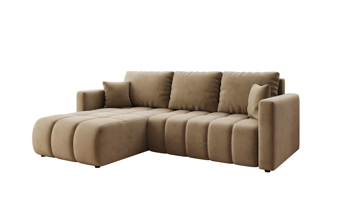 Designer Sofa Beatrice L mit Schlaf- und Klappfunktion in Samt