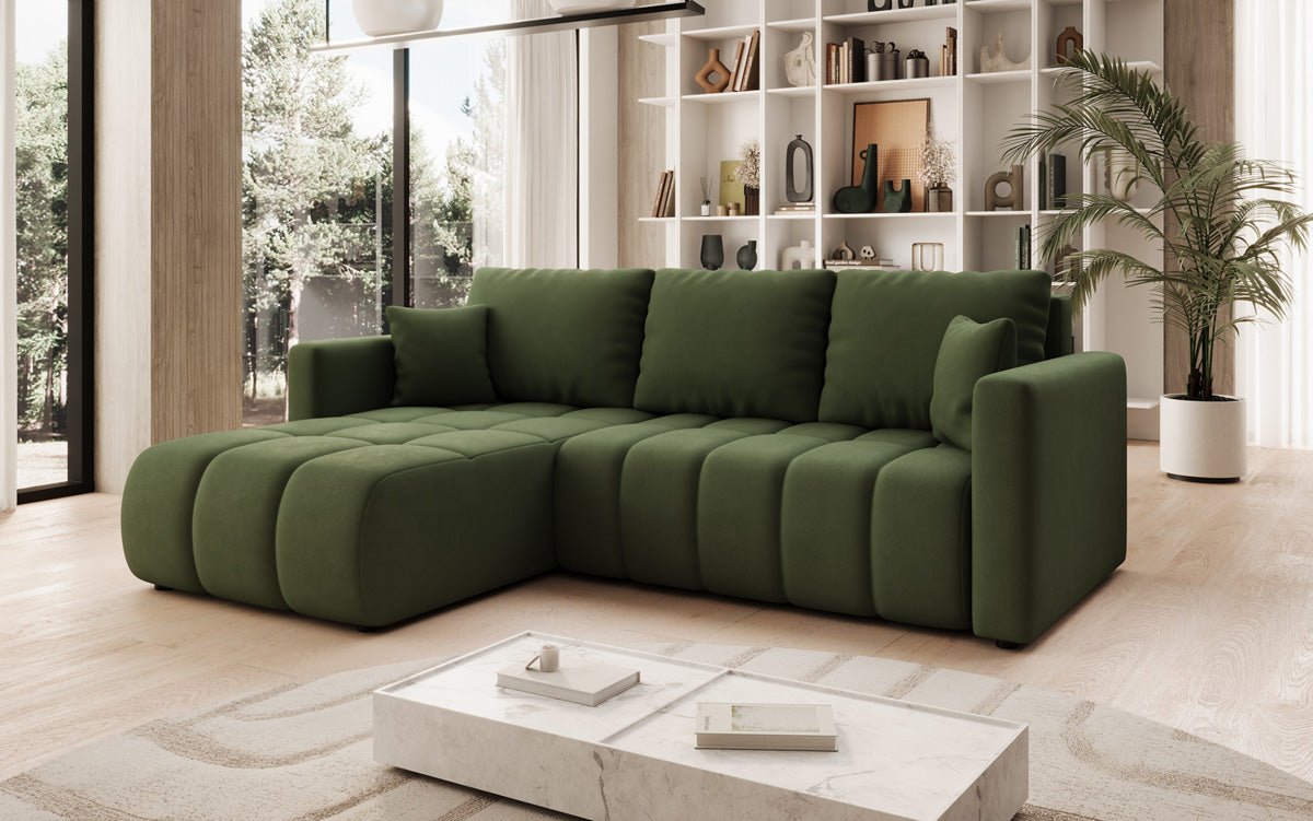 Designer Sofa Beatrice L mit Schlaf- und Klappfunktion in Stoff
