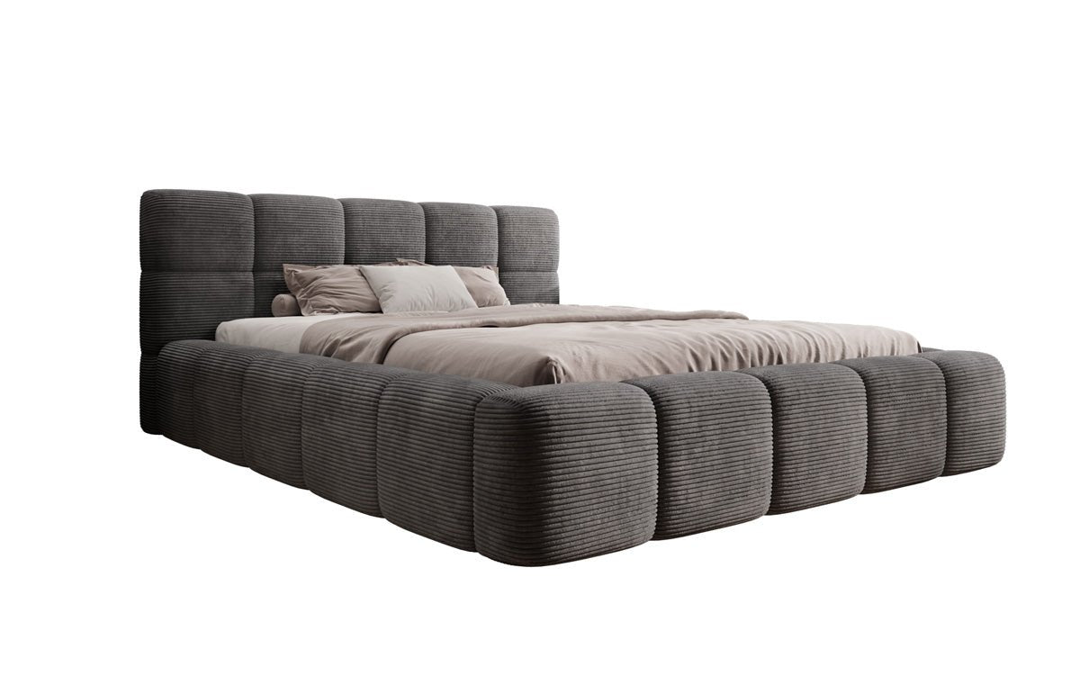 Designer Polsterbett Nox in Cord mit Stauraum