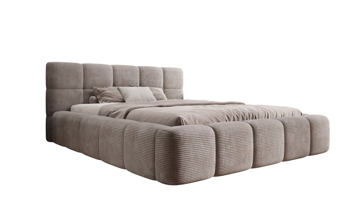 Designer Polsterbett Nox in Cord mit Stauraum
