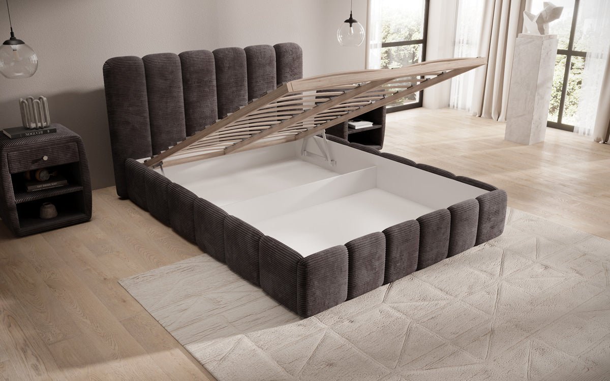 Designer Polsterbett Velaro in Cord mit Stauraum