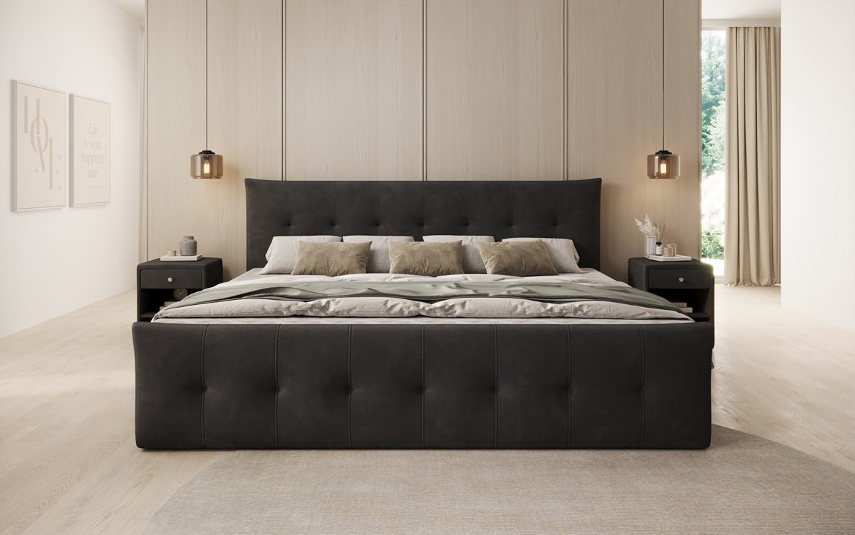 Familien Boxspringbett Valenza – 220/240x200 mit Stauraum in Samt