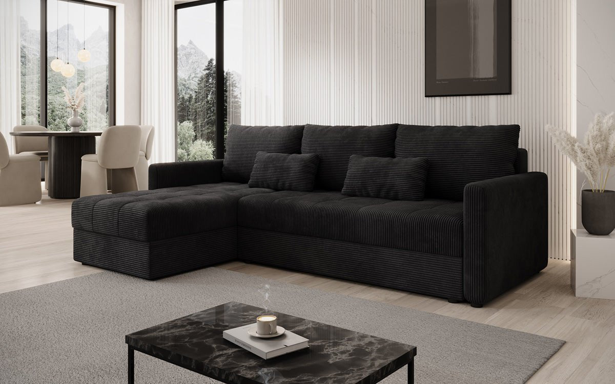 Designer Sofa Roma in Cord mit Schlaf- und Klappfunktion