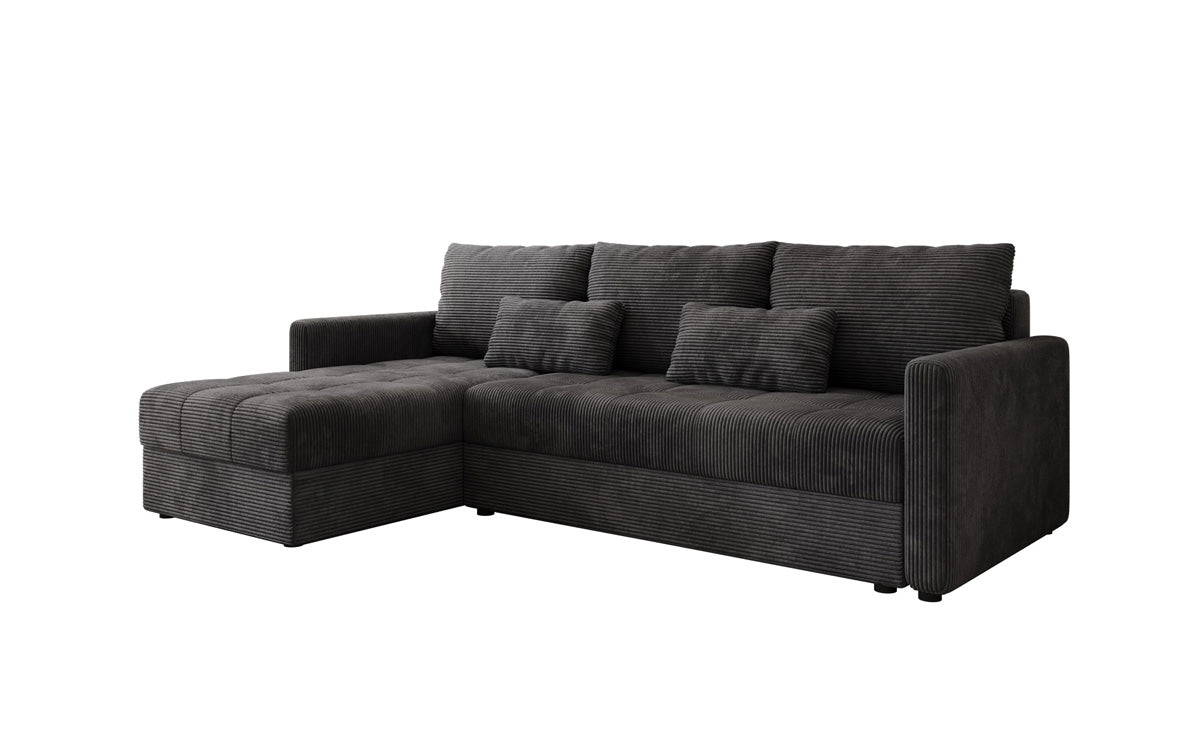 Designer Sofa Roma in Cord mit Schlaf- und Klappfunktion
