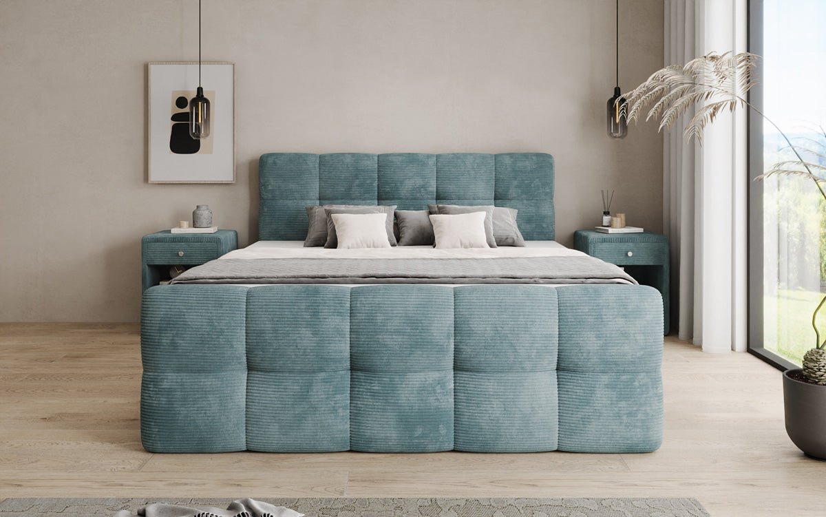 Boxspringbett Cozy in Cord mit Stauraum