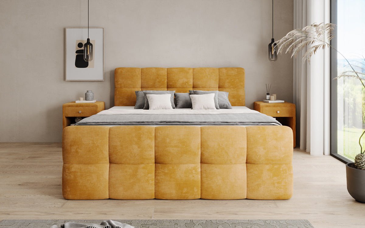 Boxspringbett Cozy in Cord mit Stauraum