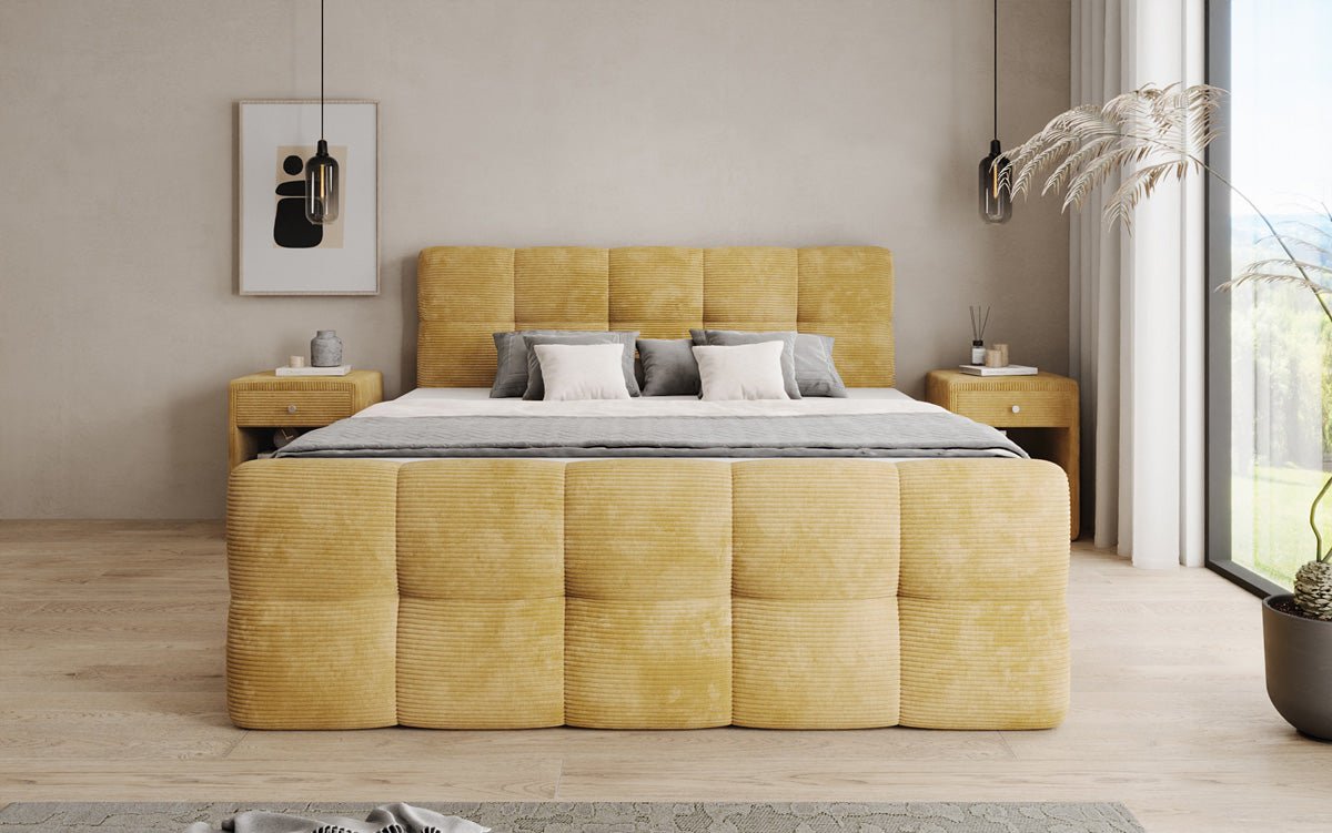 Boxspringbett Cozy in Cord mit Stauraum